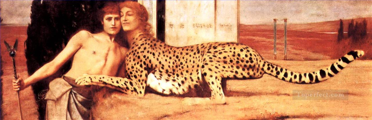 Leopard Frau Ölgemälde